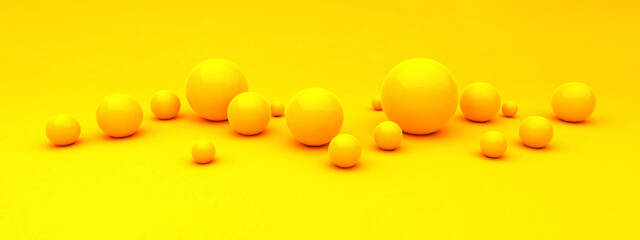 Abstract 3d render of spheres, composition with geometric shapes, modern background design