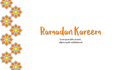 Ramadan Kareem greeting flat illustration with lantern