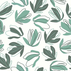 Seamless Pattern Floral Style Abstract Buds Green Color Design Vector Illustration