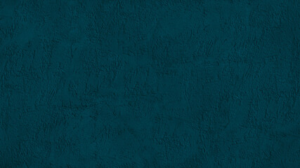 Green blue abstract background. Dark petrol toned texture of a rough plastered concrete wall. Monochrome background with copy space for design. Web banner.