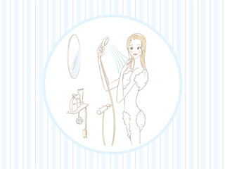 シャワーで体を洗い流す女性