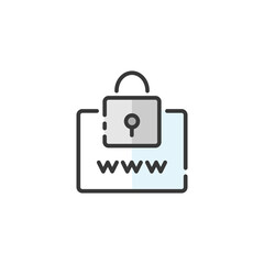 Secure web navigation. Security padlock. Internet concept. Filled color icon. Commerce vector illustration