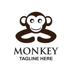 monkey animal logo with text space for your slogan tagline, vector illustration