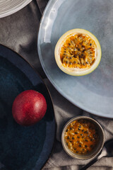 Fresh and juicy raw passion fruit and maracuja
