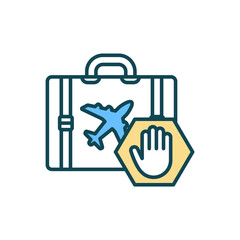 Trip cancellation RGB color icon. Travel insurance. Refunding for flight bookings. Safety and security. Injury and weather-related conditions. Travelling abroad. Isolated vector illustration