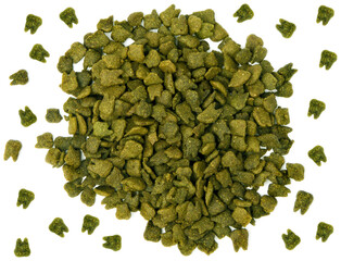 dry cat food isolated on white background. pet food