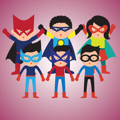 super hero with mask and cape cartoon character. vector illustration