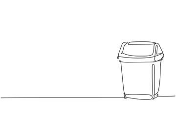 One single line drawing of plastic recycle bin home appliance. Dustbin household kitchenware tools concept. Dynamic continuous line draw design graphic vector illustration