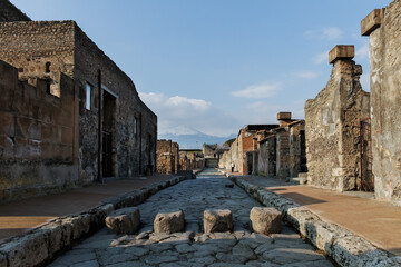View to cobblestone road in Pompeii.