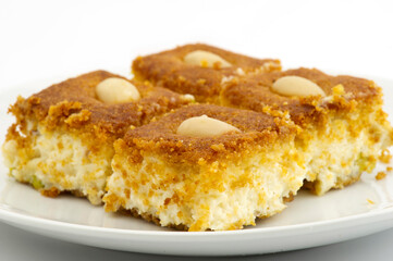 Arabic sweets and dessert, nammoura, katayef, maamoul, Arabic sweets of Maamoul with qishta.