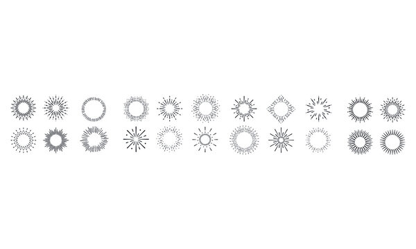 Sunburst set icons vector design 