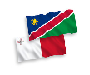 Flags of Malta and Republic of Namibia on a white background