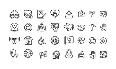 Charity and Relief icons vector design 