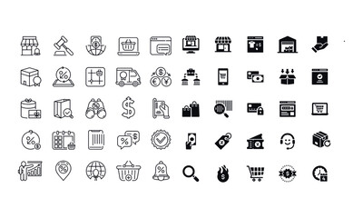 Online Shopping Line Icons vector design 
