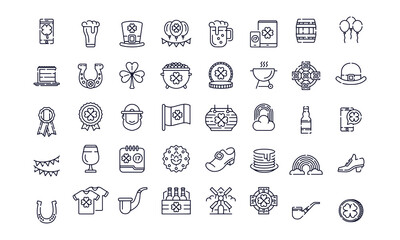 St. Patrick's Day Open Outline Icon Set
