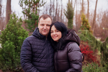 couple in love husband and wife outdoors in autumn