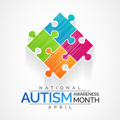 Vector illustration on the theme of National Autism awareness month observed each year during April across United States.