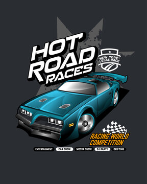 hot road races, racing car illustration