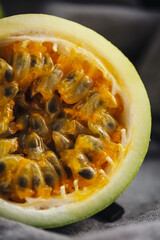 Fresh and juicy raw maracuja fruit