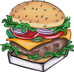  hand drawn vector burger art 