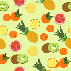 Seamless pattern with citrus and fruit