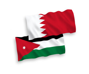 Flags of Hashemite Kingdom of Jordan and Bahrain on a white background