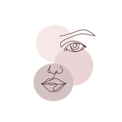 Continuous one line drawing a make up woman. Beauty abstract concept. Vector illustration. Minimal style. Sketch. Perfect for cards, party invitations, posters, stickers, clothing.