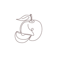 Continuous one line drawing an apple. Fruit abstract concept. Vector illustration. Minimal style. Sketch. Perfect for cards, party invitations, posters, stickers, clothing.