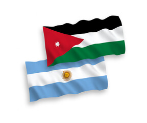 Flags of Hashemite Kingdom of Jordan and Argentina on a white background