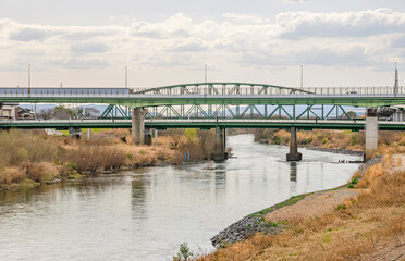 Fototapeta na wymiar 京都の宇治川と観月橋