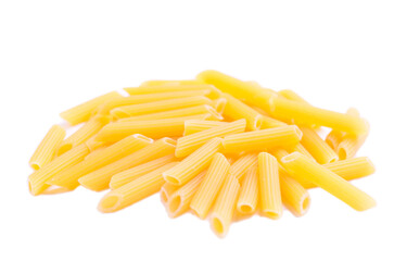 Penne Raw Pasta Isolated on White. High quality photo.