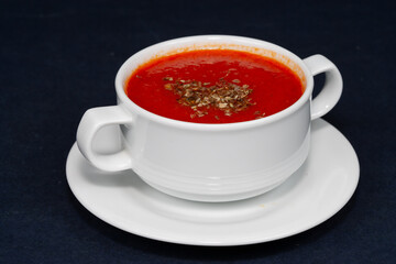 a plate of tomato soup puree
