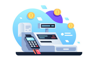 Icon of cash machine for cashier employee in store.