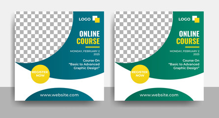 online course and workshop social media post and web banner or corporate business flyer promotion