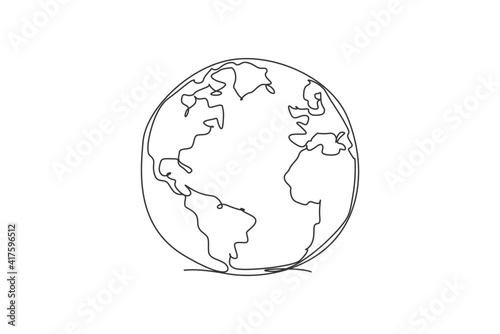 Single One Line Drawing Of Circle World Map Globe Earth Icon Silhouette For Education Concept Infographics Geography Presentation Isolated On White Background Design Vector Graphic Illustration Wall Mural Simple Line Single One Line Drawing Of Circle World Map Globe Earth Icon Silhouette For Education Concept Infographics Geography Presentation Isolated On White Background Design Vector Graphic Illustration Wall Mural Simple Line