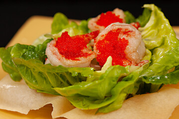 shrimp with flying fish roe