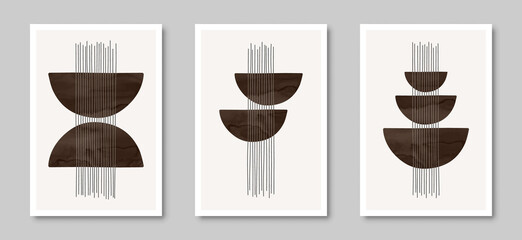 Set of trendy contemporary abstract creative minimalist  compositions for wall decoration, 