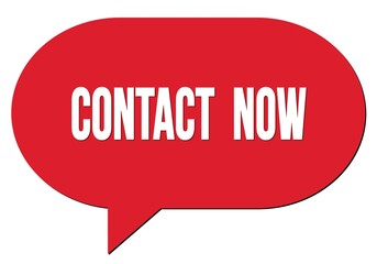 CONTACT  NOW text written in a red speech bubble
