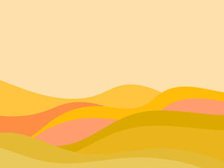 Desert landscape with dunes in a minimalist style. Flat design. Boho decor for prints, posters and interior design. Mid Century modern decor. Vector illustration