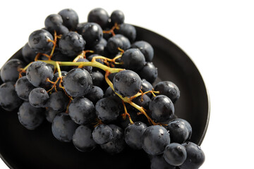 Fresh dark red grapes close up