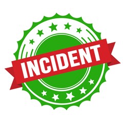 INCIDENT text on red green ribbon stamp.