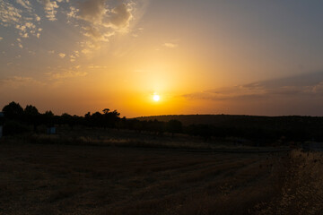 Sunset in a village of Andalusia in southern of Spain
