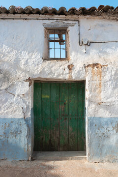 Door of a rustic house in a village