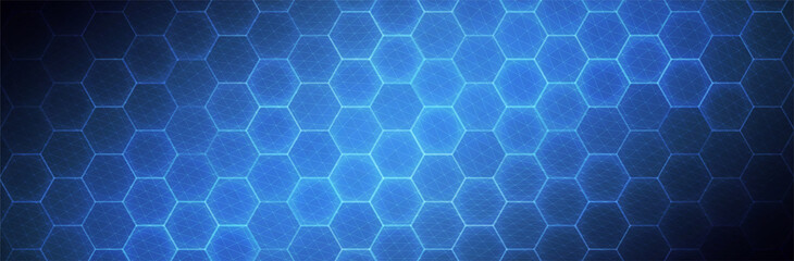 Fototapeta na wymiar Hexagon background. Blue technology pattern. Futuristic backdrop. Hex vector illustration