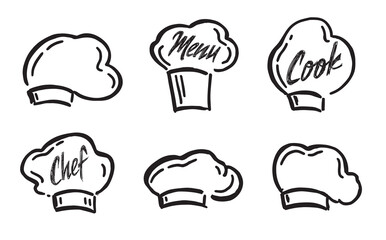 Chef hat, hand drawn style, vector illustration.