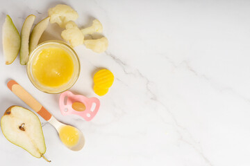 baby food in a jar, pear puree