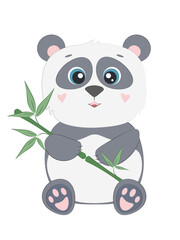 Cute animal panda on white background. Vecor illustration EPS10