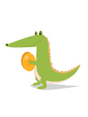 Cute Animal crocodile playing music intrument, vector illustration EPS10