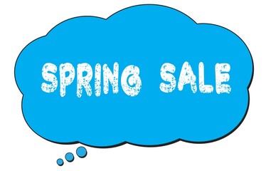 SPRING  SALE text written on a blue thought bubble.