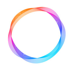 Design elements. Wave of many purple lines circle ring. Abstract vertical wavy stripes on white background isolated. Vector illustration EPS 10. Colourful waves with lines created using Blend Tool